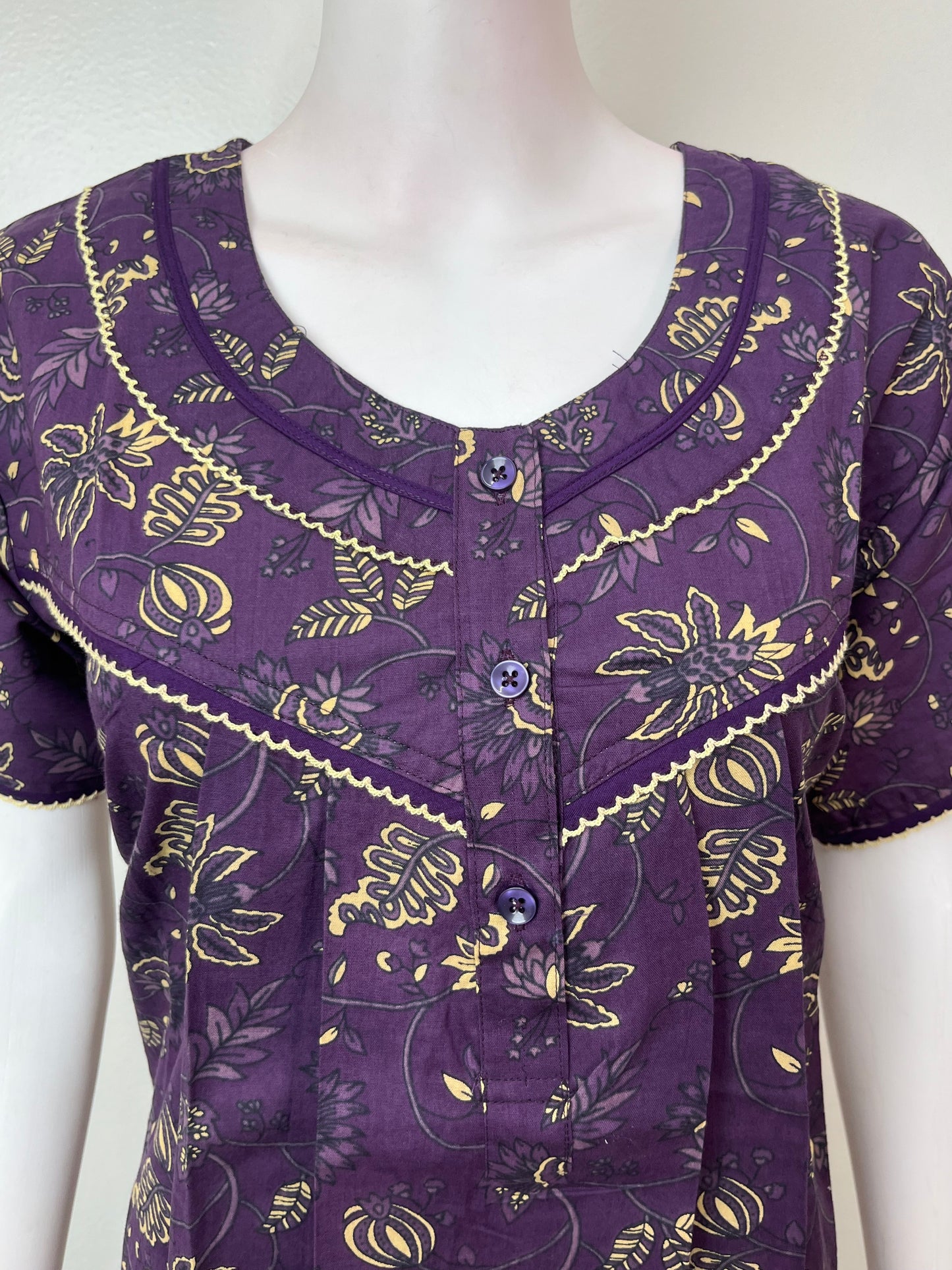 Purple Pure Cotton Nightgown Elegant & Breathable