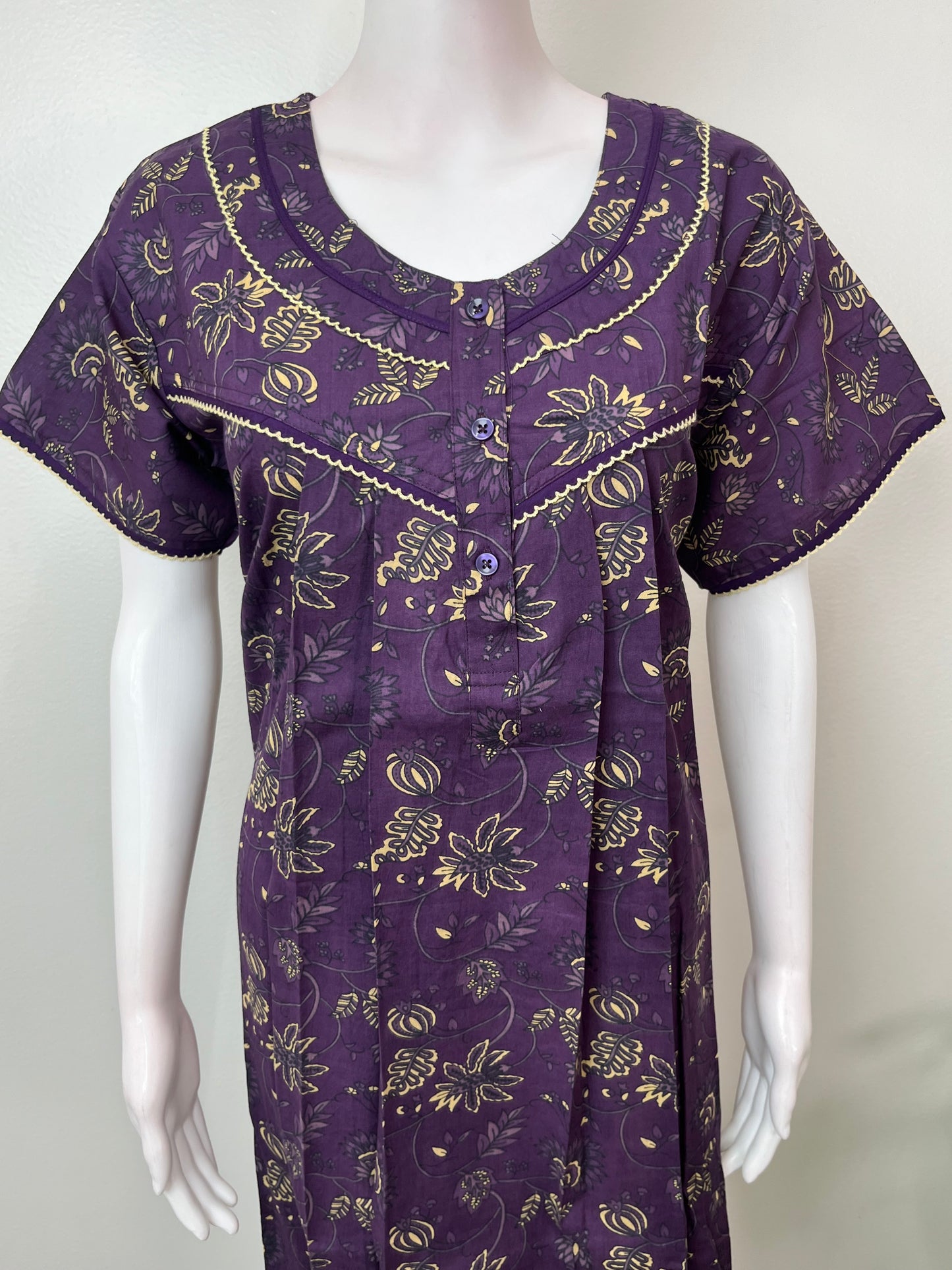 Purple Pure Cotton Nightgown Elegant & Breathable