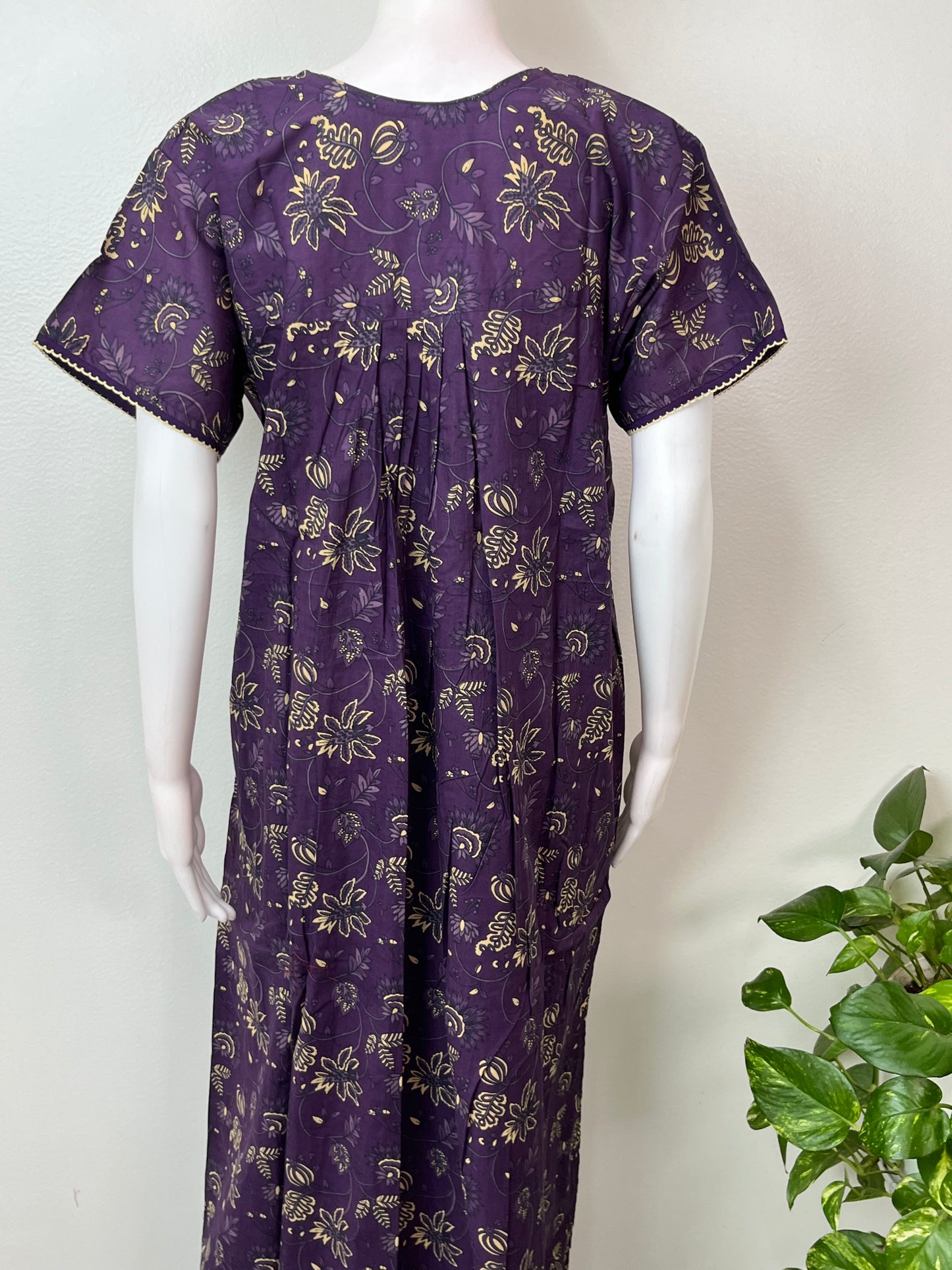 Purple Pure Cotton Nightgown Elegant & Breathable