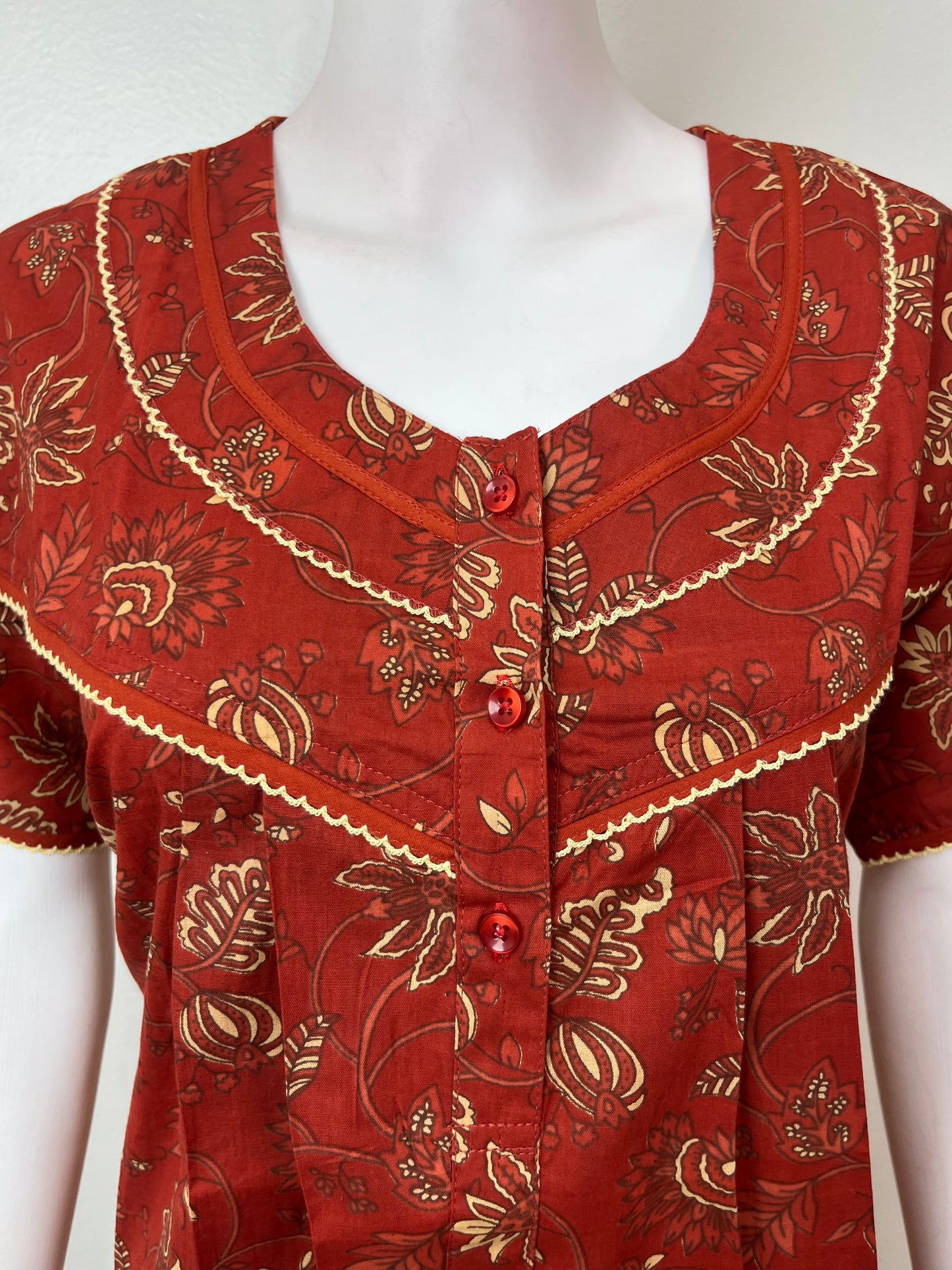 Maroon Floral Pure Cotton Nighty