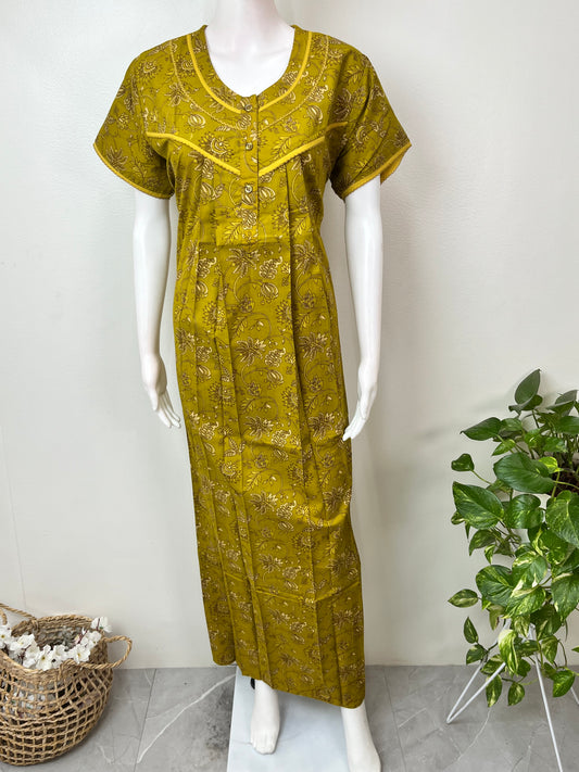 Yellow 100% Cotton Women's Nightgown
