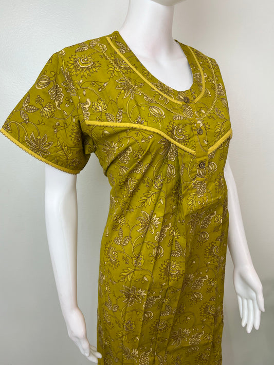 Yellow 100% Cotton Women's Nightgown