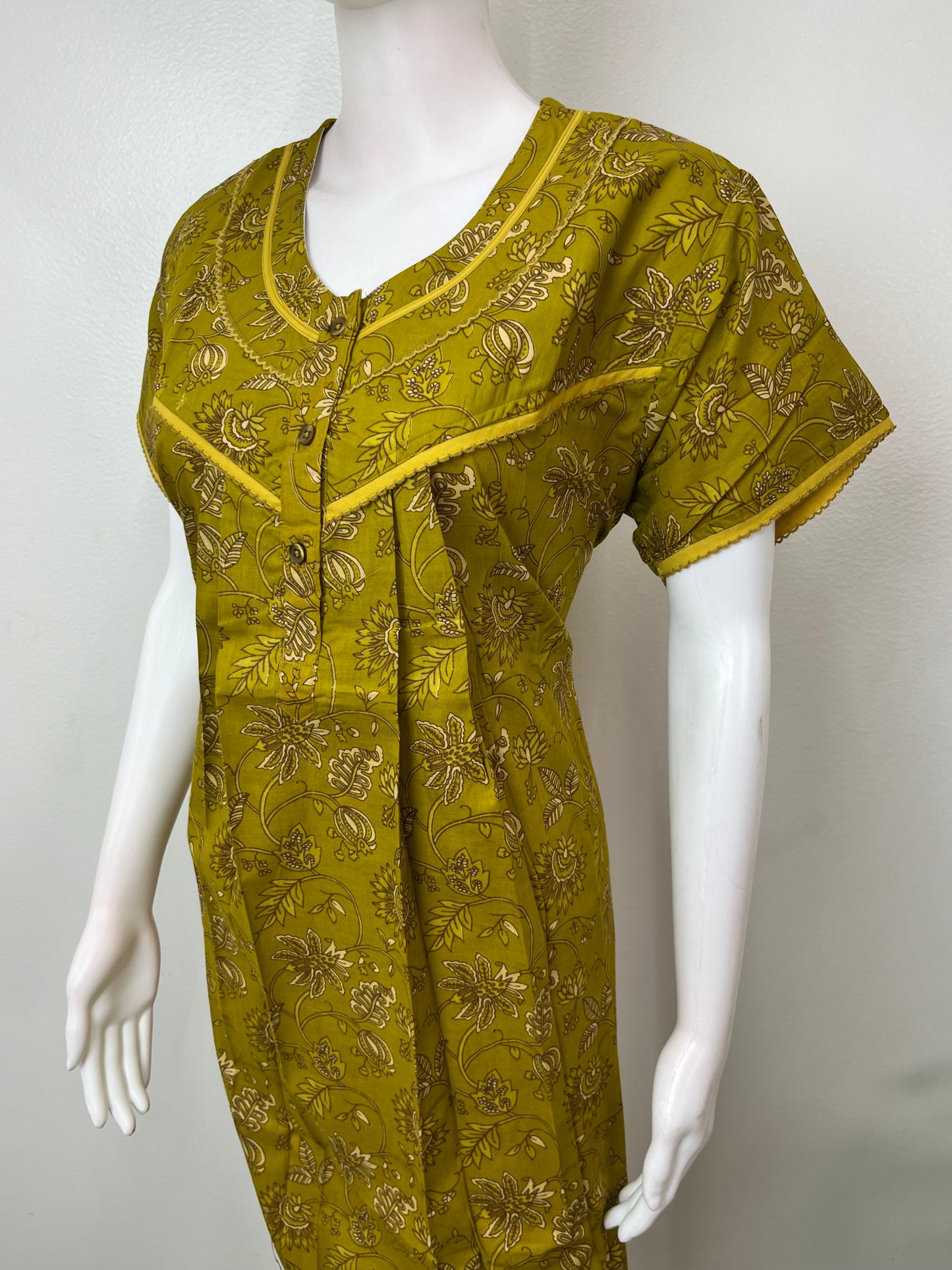 Yellow 100% Cotton Women's Nightgown