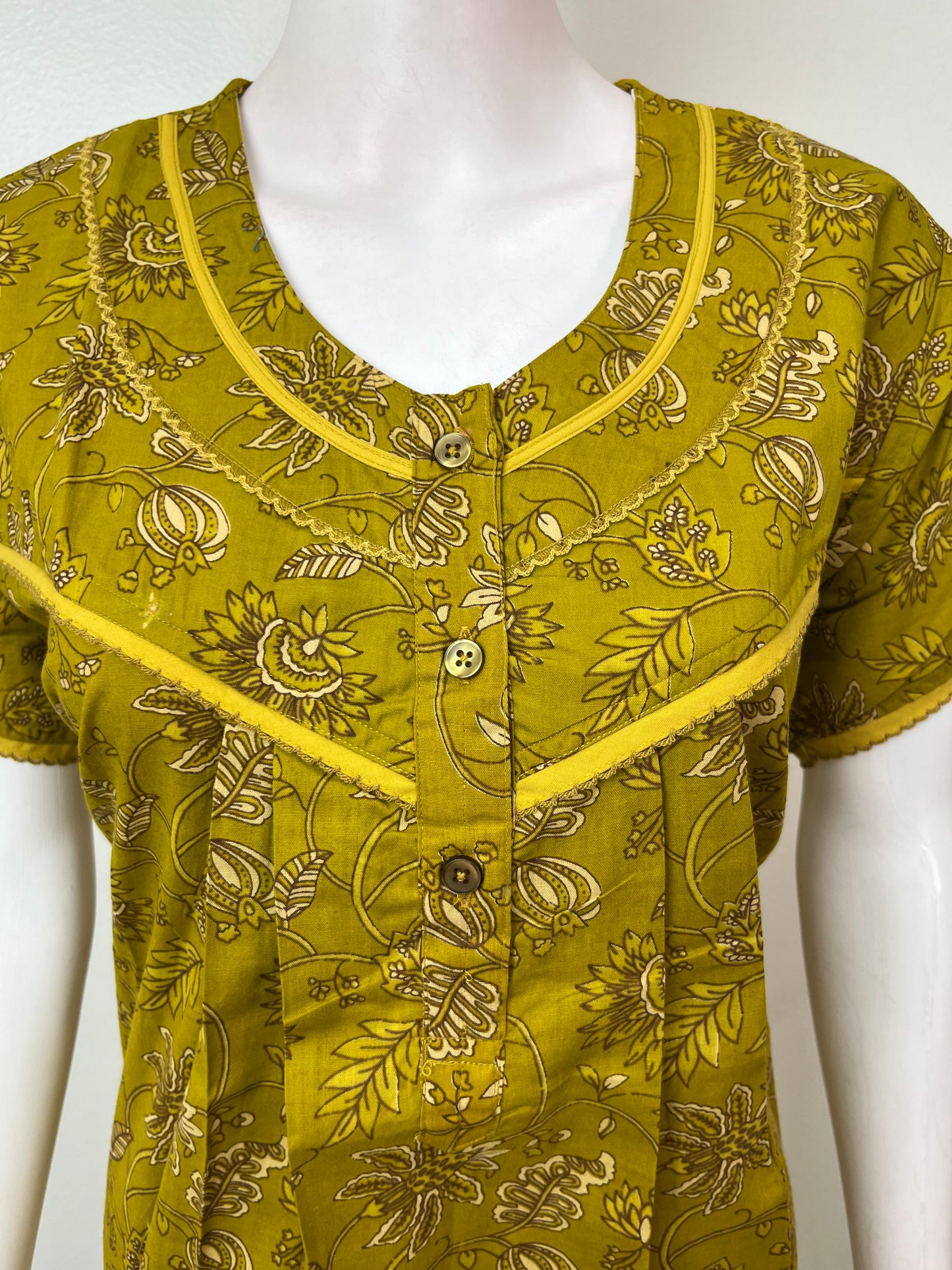 Yellow 100% Cotton Women's Nightgown