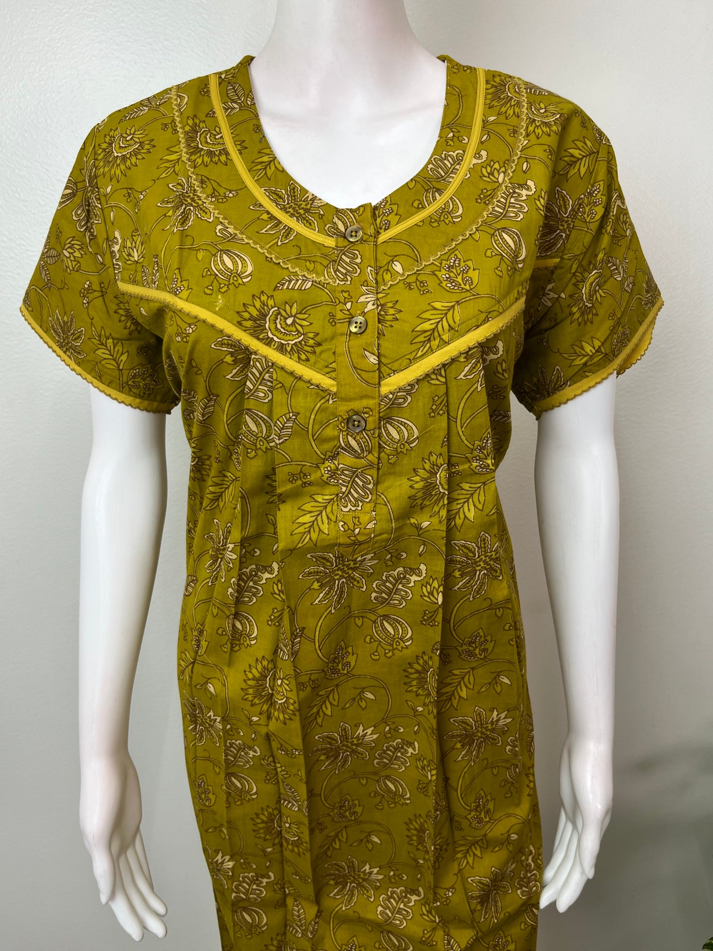 Yellow 100% Cotton Women's Nightgown