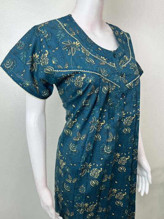 Navy Blue 100% Cotton Nighty Soft & Comfortable