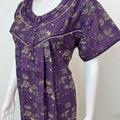 Purple Pure Cotton Nightgown Elegant & Breathable