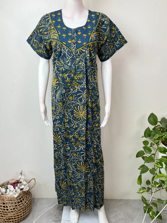 Navy Blue Pure Cotton Elegant Nighty