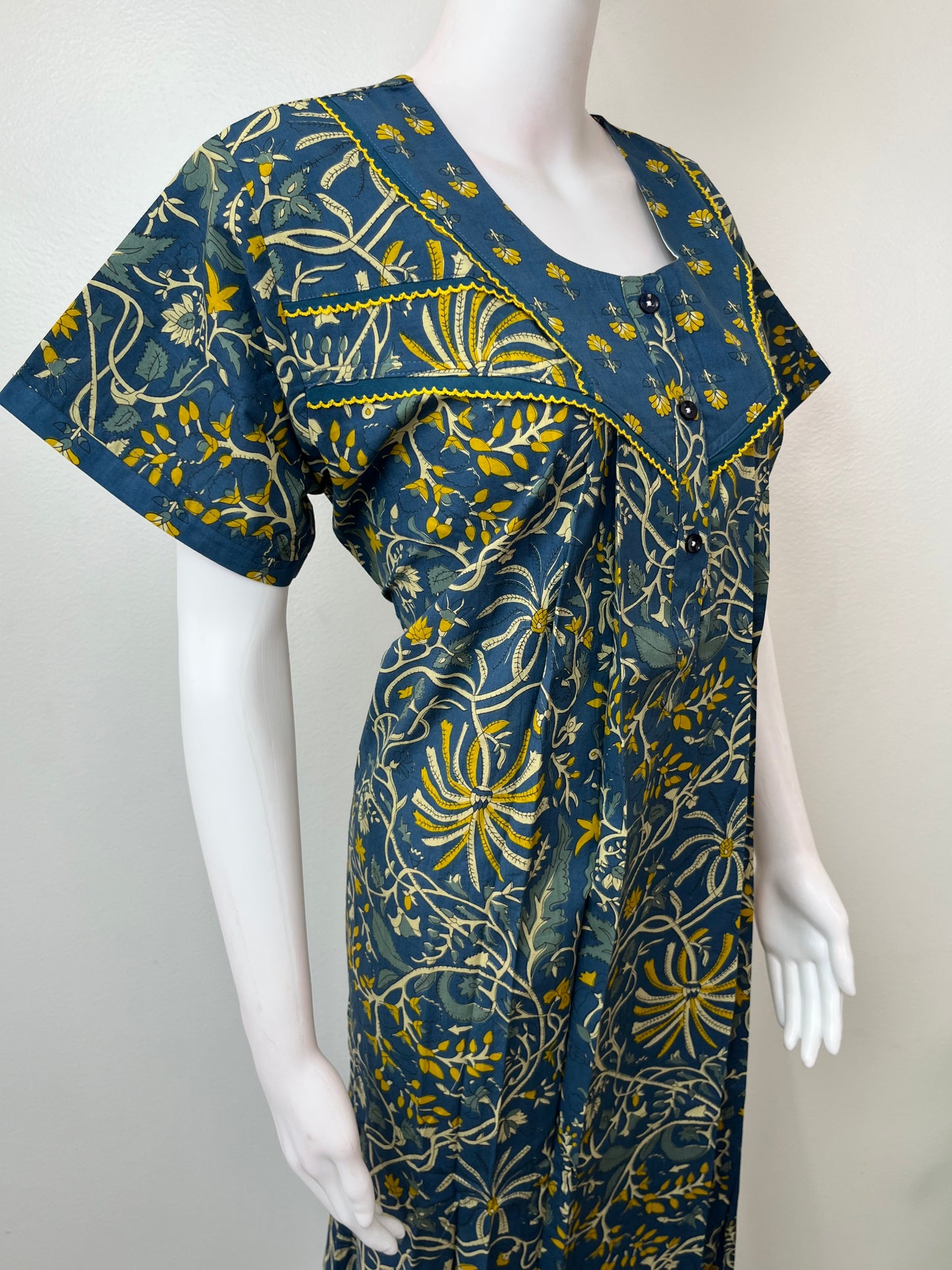 Navy Blue Pure Cotton Elegant Nighty