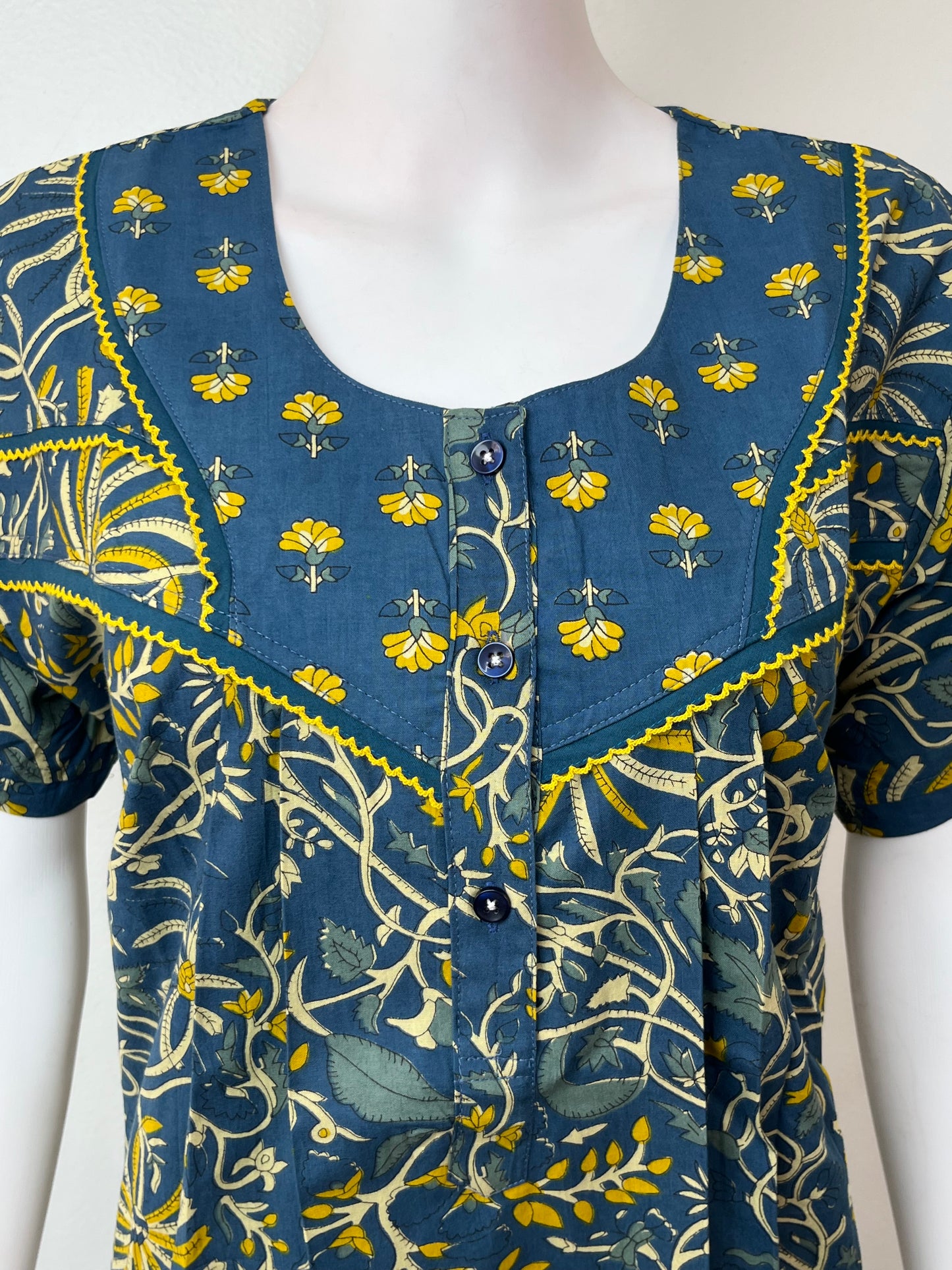 Navy Blue Pure Cotton Elegant Nighty