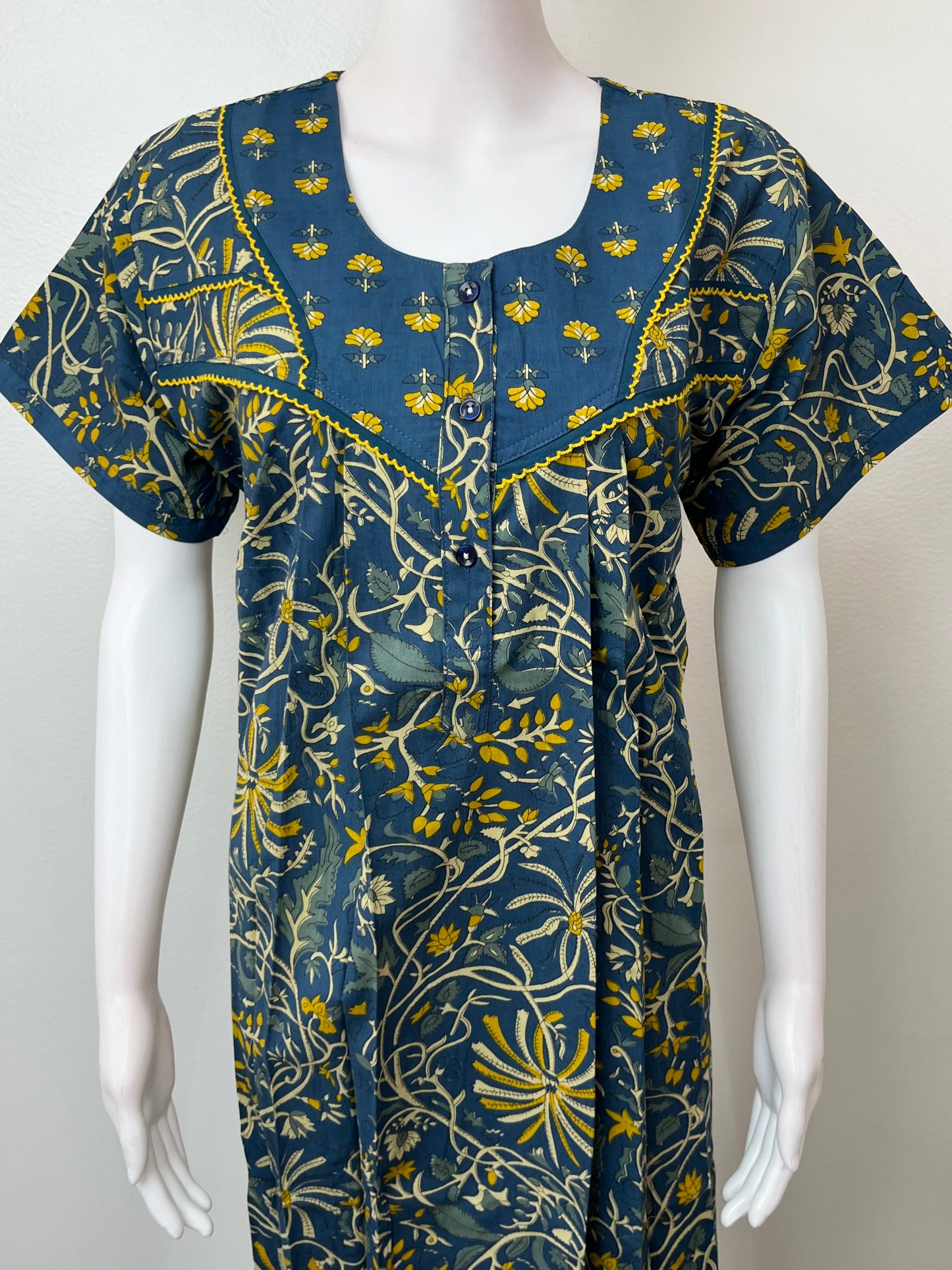 Navy Blue Pure Cotton Elegant Nighty