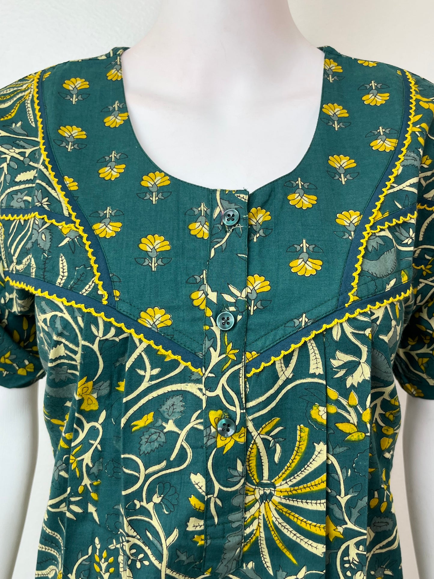 Green Double Printed Pure Cotton Nighty