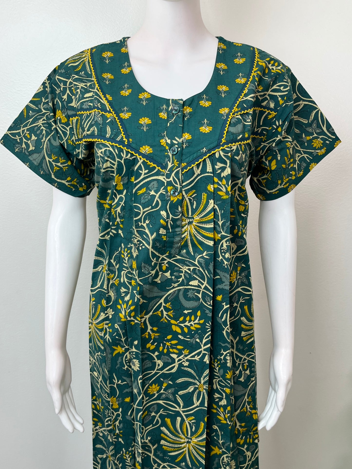 Green Double Printed Pure Cotton Nighty