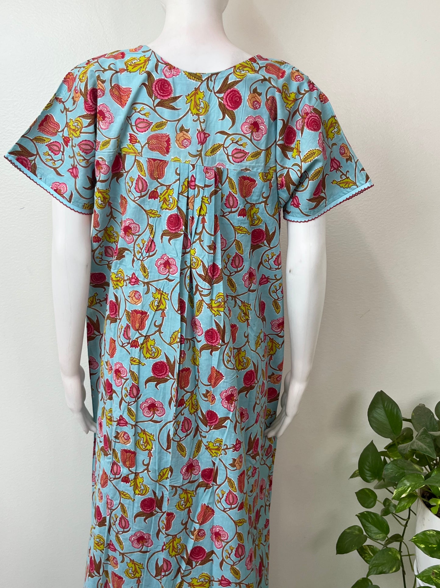 Aqua Blue Pure Cotton Women's Nightgown