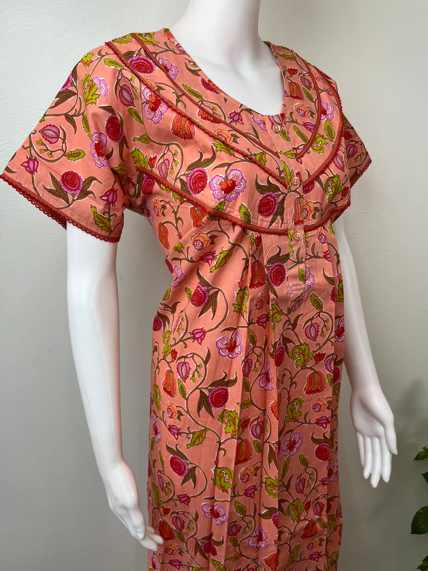 Peach 100% Cotton Nightgown for Women