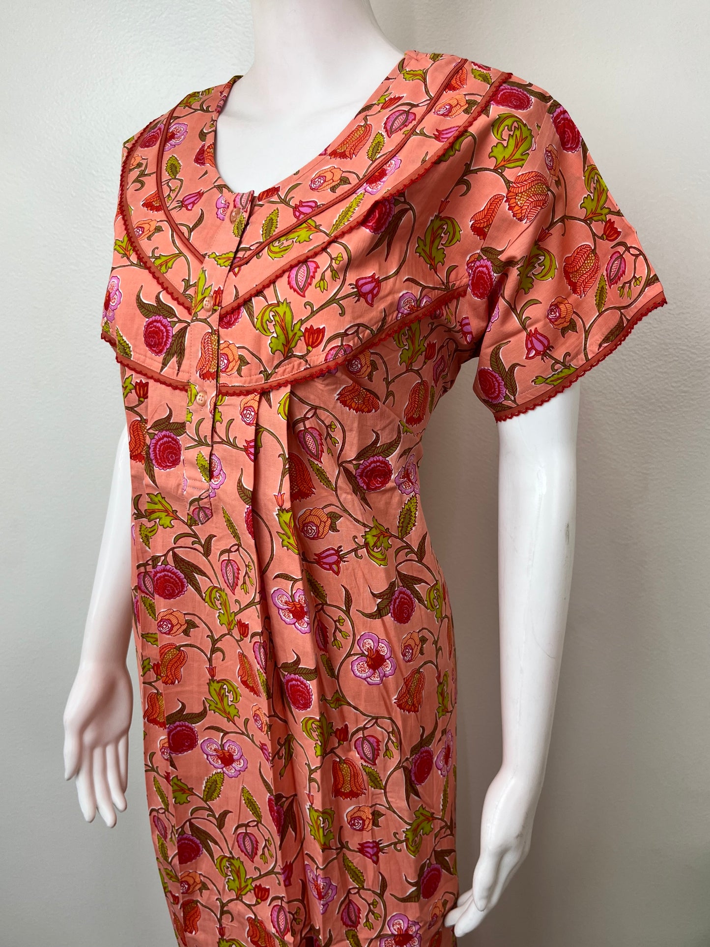 Peach 100% Cotton Nightgown for Women