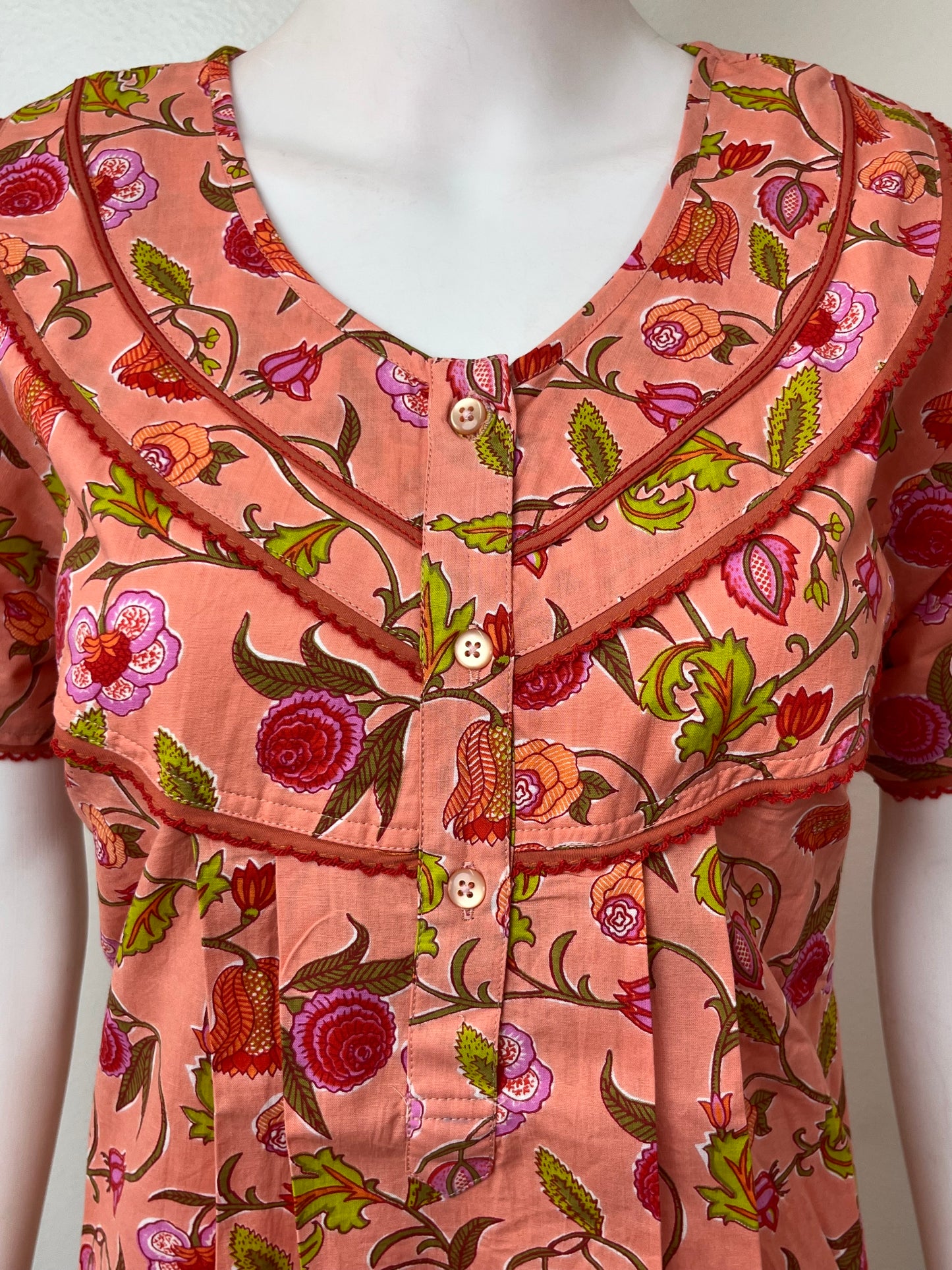 Peach 100% Cotton Nightgown for Women