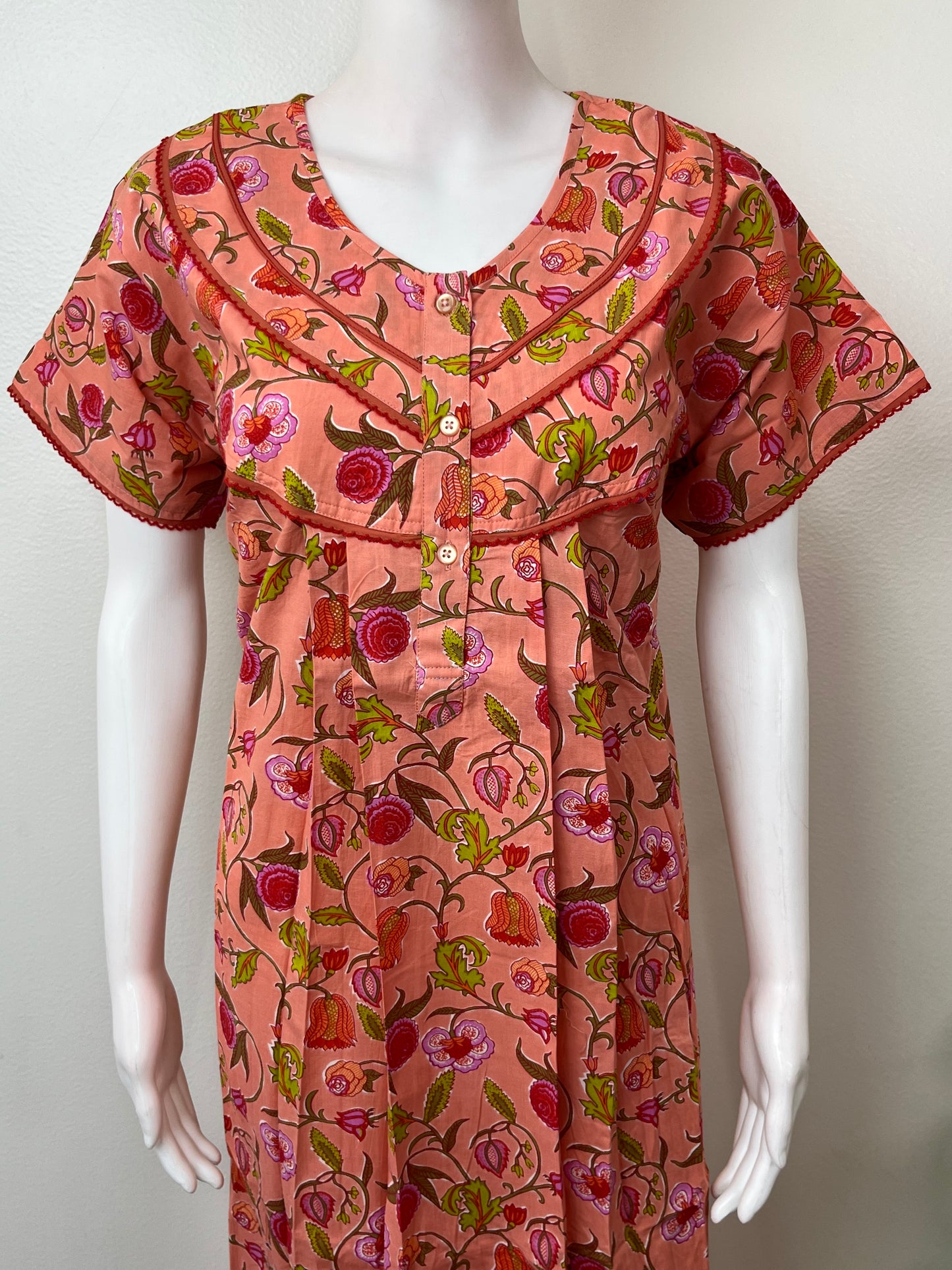 Peach 100% Cotton Nightgown for Women