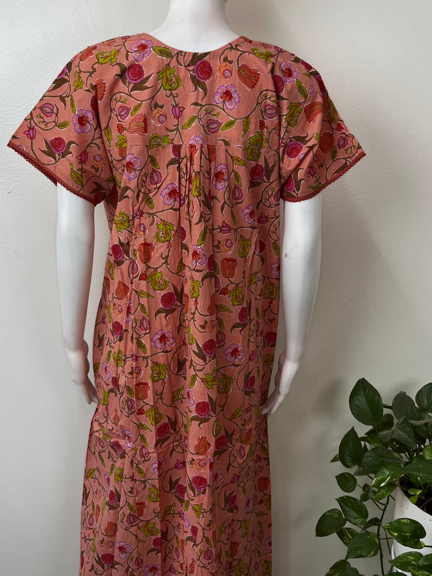 Peach 100% Cotton Nightgown for Women