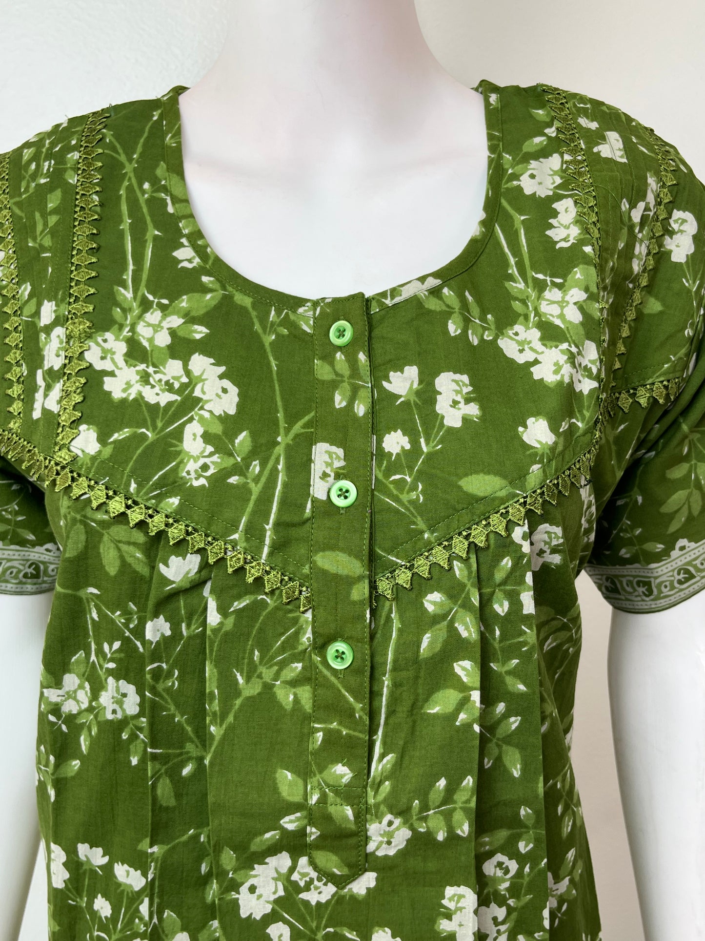 Green Pure Cotton Nighty Elegant & Breathable