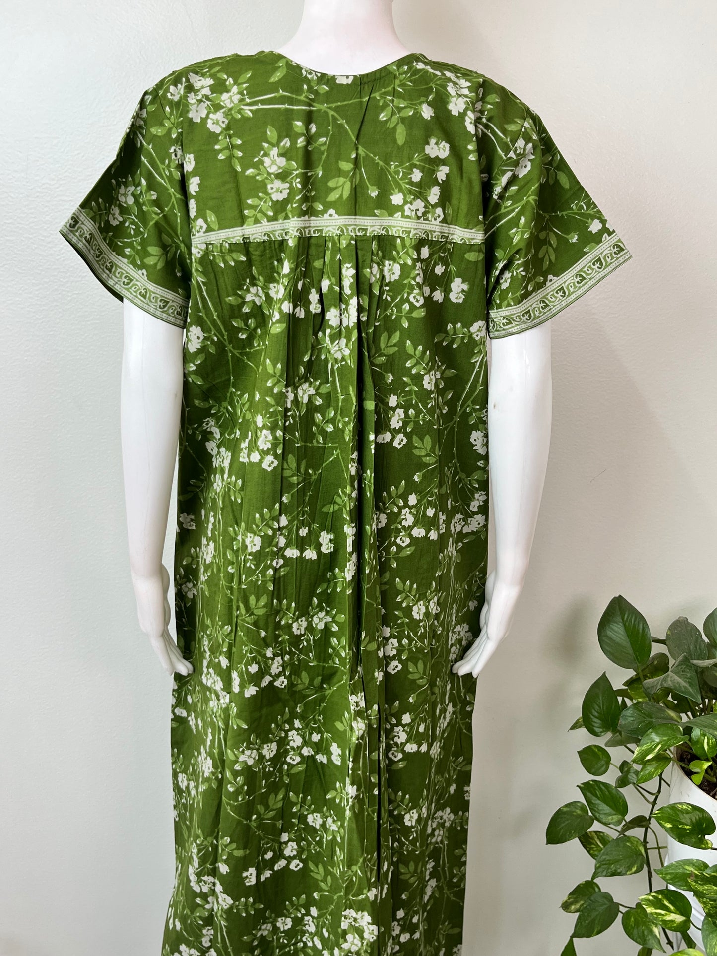 Green Pure Cotton Nighty Elegant & Breathable