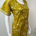 Yellow Pleated Style Cotton Nighty