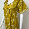 Yellow Pleated Style Cotton Nighty