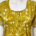 Yellow Pleated Style Cotton Nighty