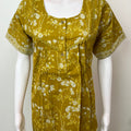 Yellow Pleated Style Cotton Nighty