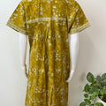 Yellow Pleated Style Cotton Nighty
