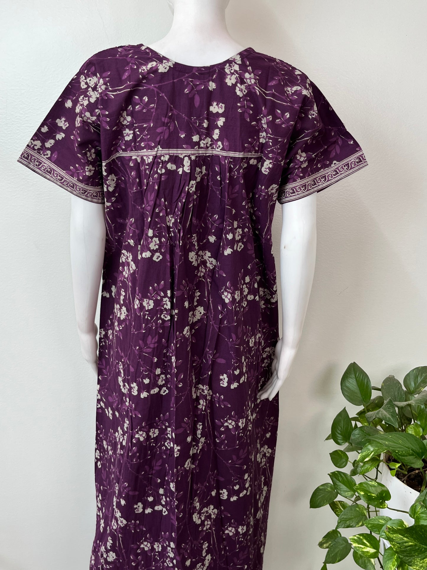 Violet Pure Cotton Nightgown Elegant & Breathable