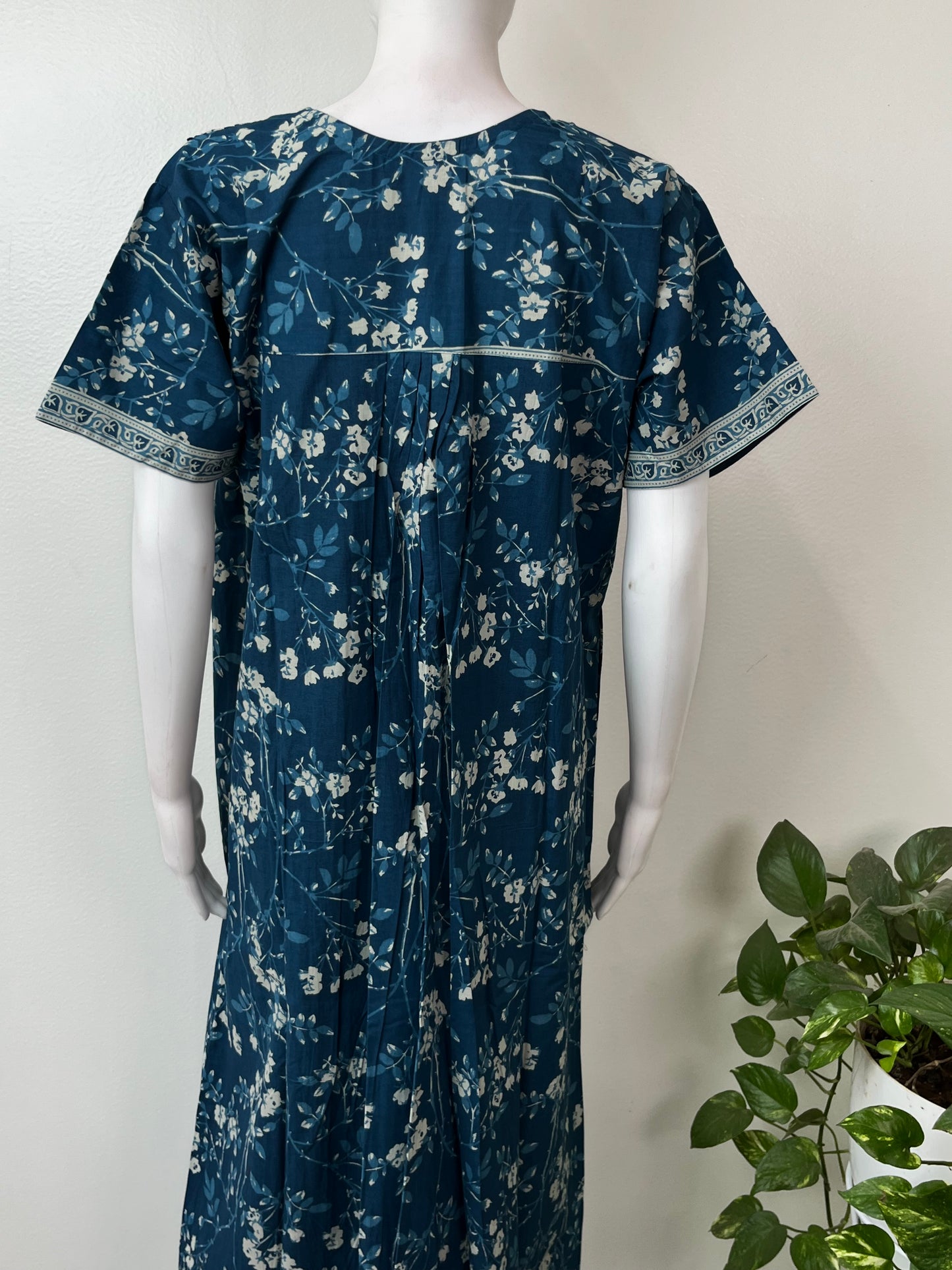 Electric Blue Pure Cotton Nightgown for Women