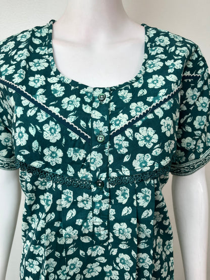 Cotton Nighty With Floral Print Soft & Lightweight Nightwear