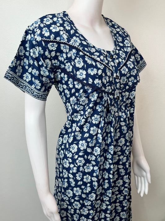 Royal Blue 100% Cotton Nightgown