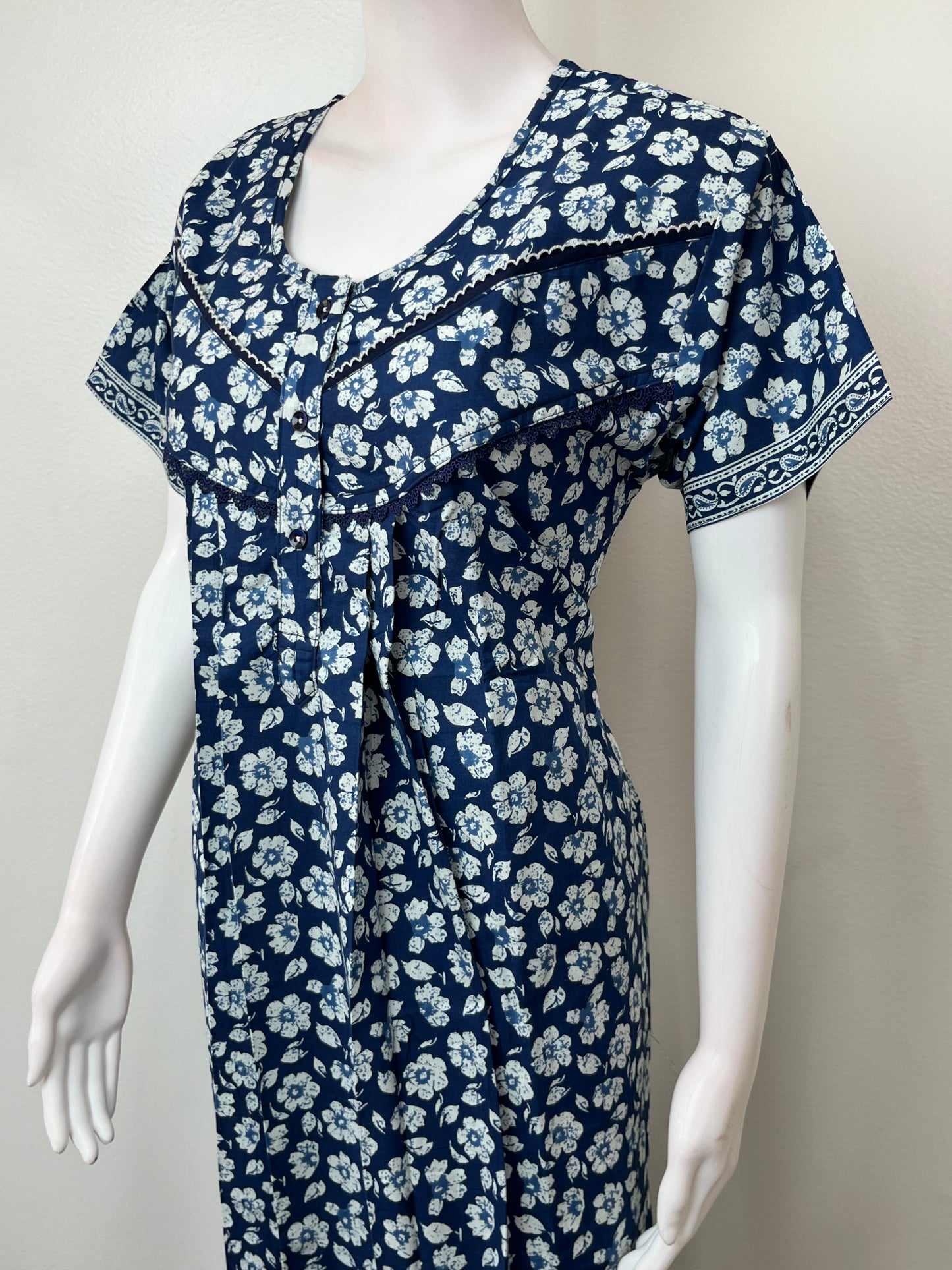 Royal Blue 100% Cotton Nightgown