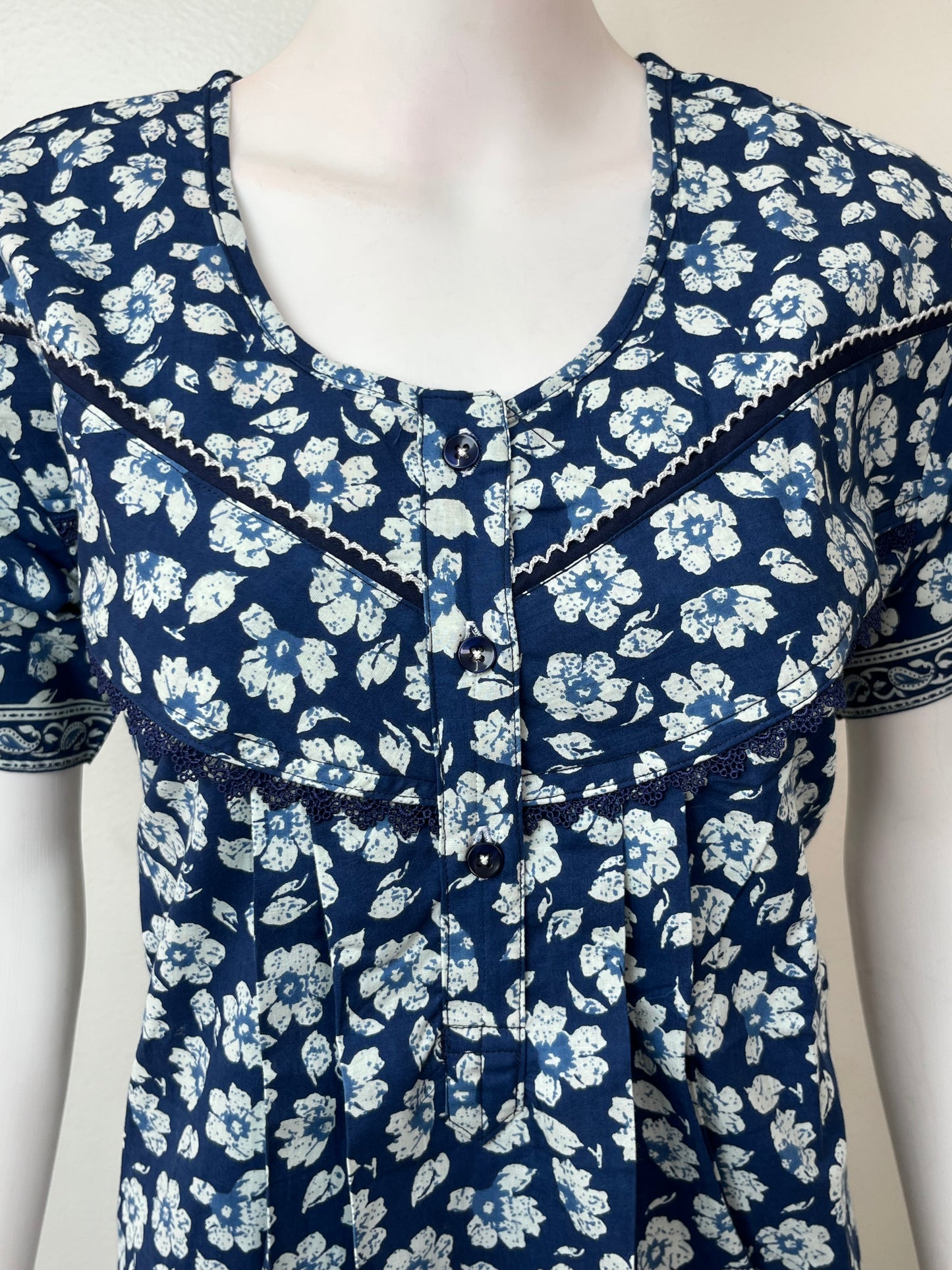 Royal Blue 100% Cotton Nightgown