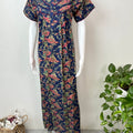 Navy Blue 100% Cotton Women's Nightgown