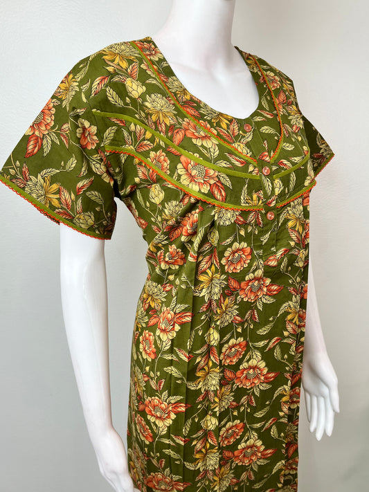 Bottle Green Pure Cotton Nighty Elegant & Breathable