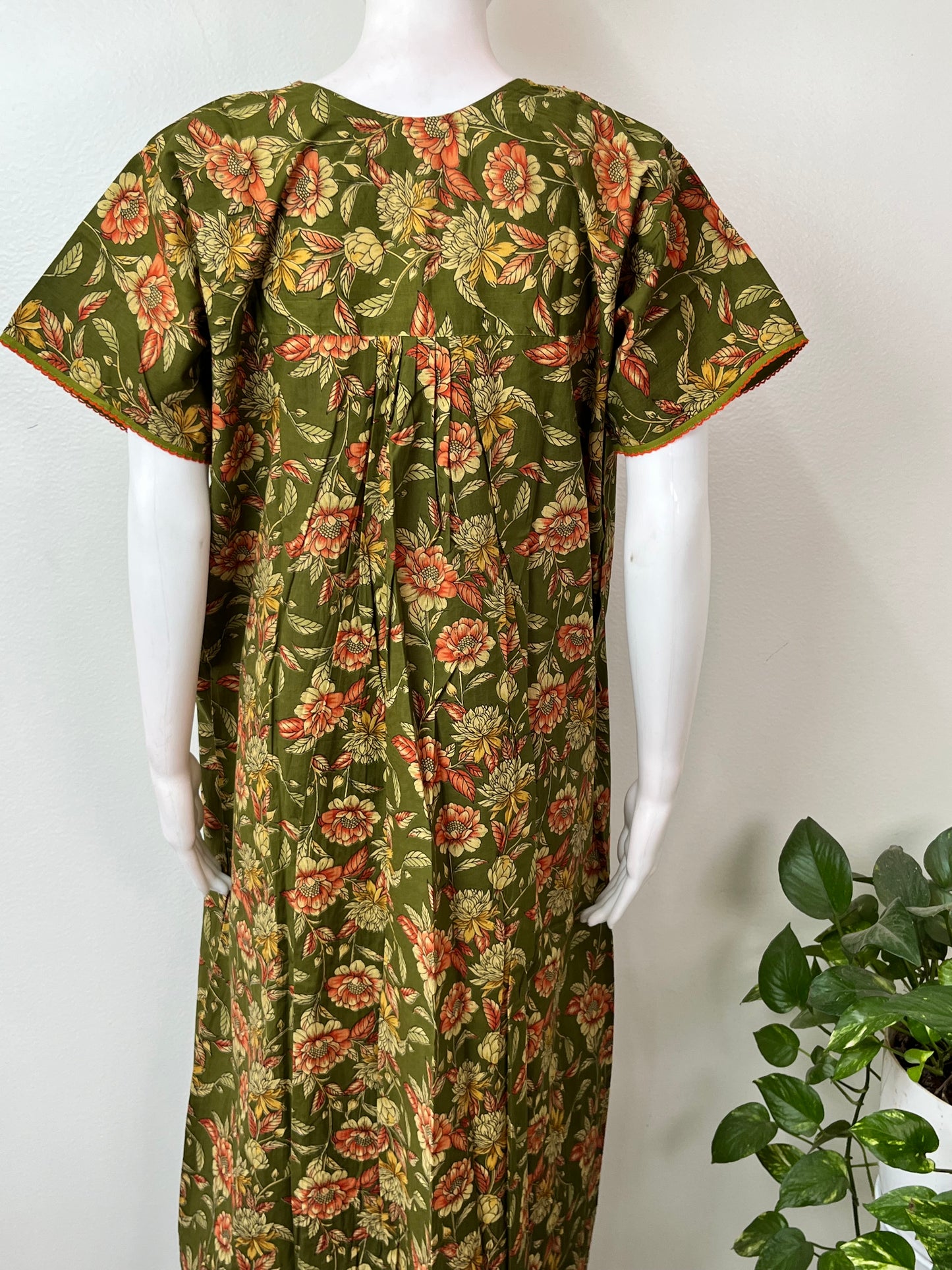 Bottle Green Pure Cotton Nighty Elegant & Breathable