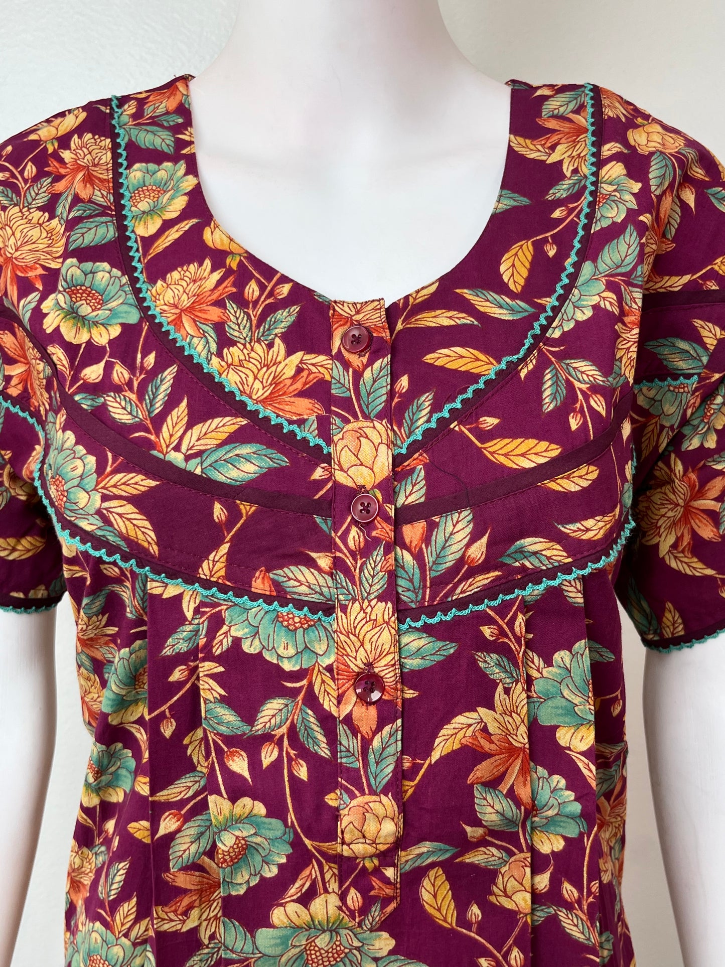 Wine Pure Cotton Nightgown Soft & Comfortable