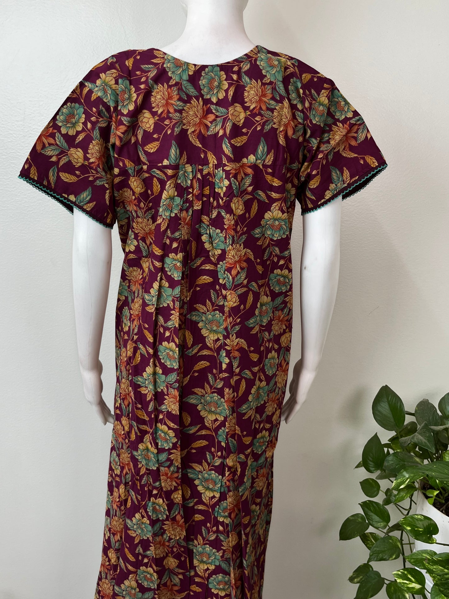 Wine Pure Cotton Nightgown Soft & Comfortable