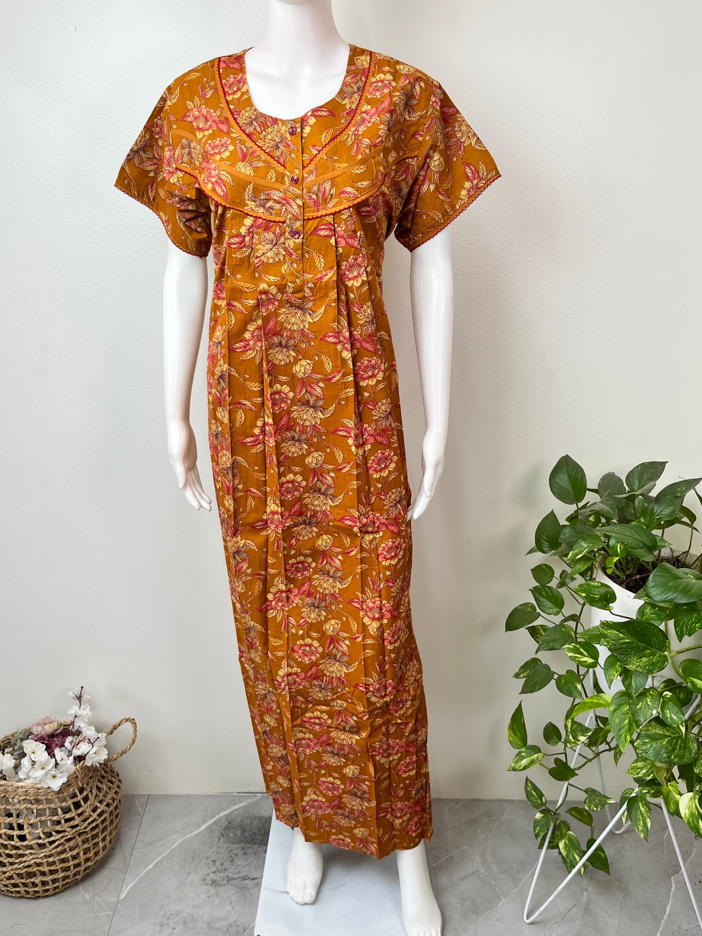 Floral Printed 100% Cotton Nighty for Women