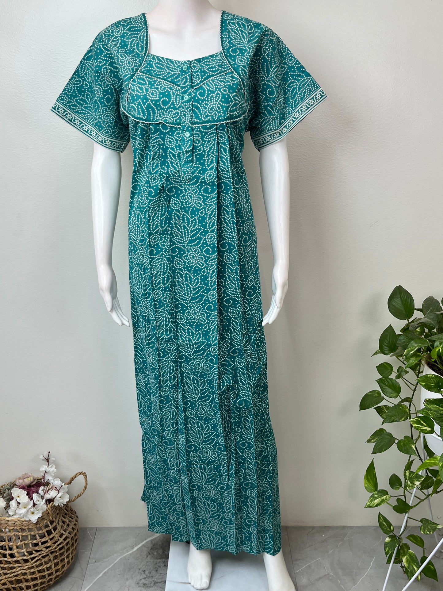 Turqoise 100% Cotton Nighty for Women