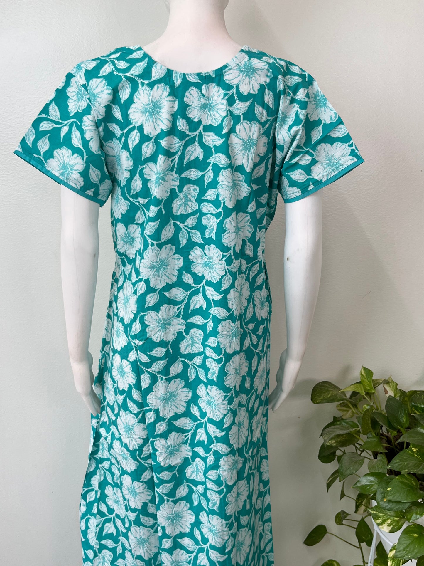 Sea Green Pure Cotton Nightgown Soft & Comfortable
