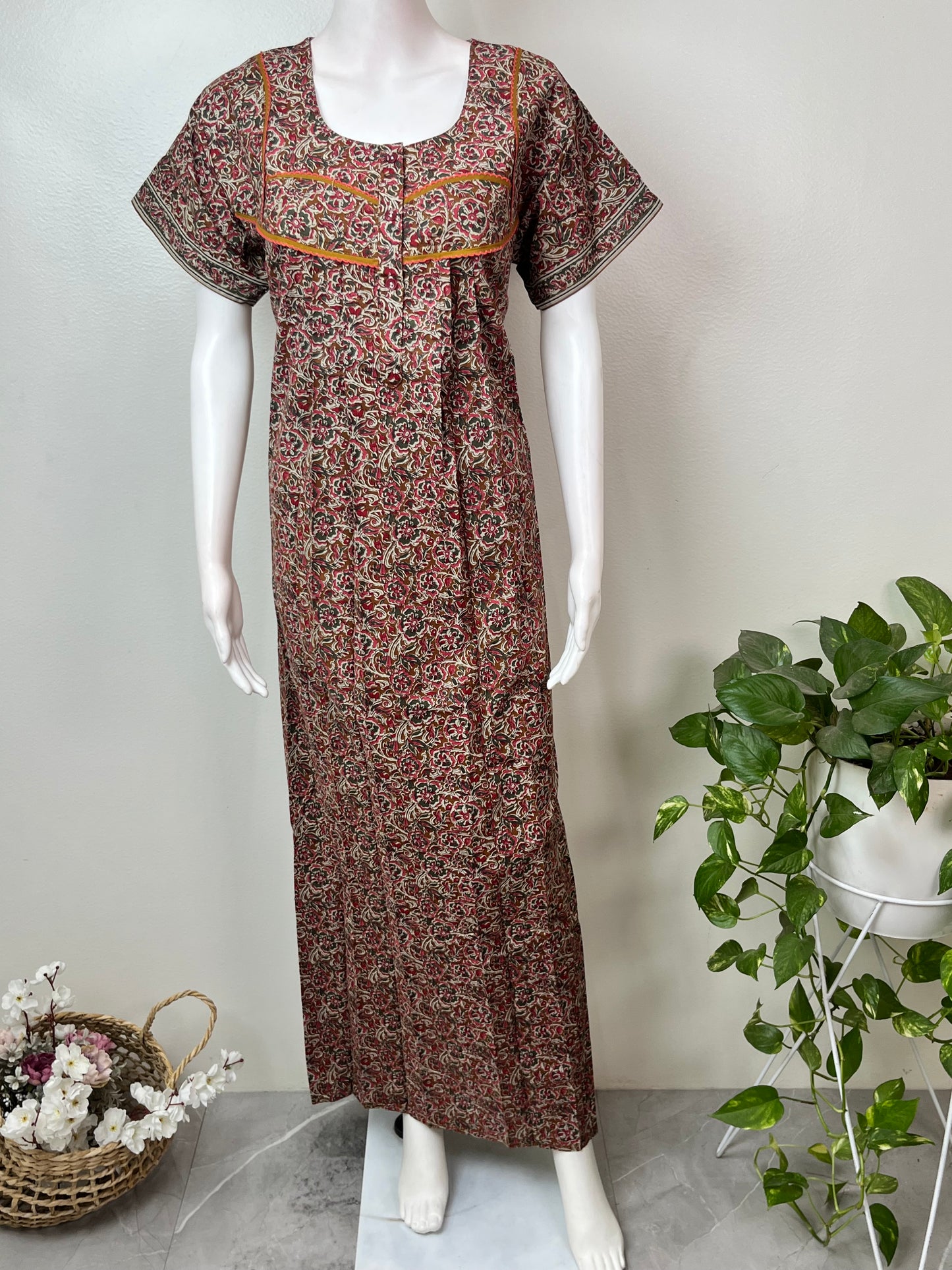 Mustard 100% Cotton Nightgown Soft & Comfortable