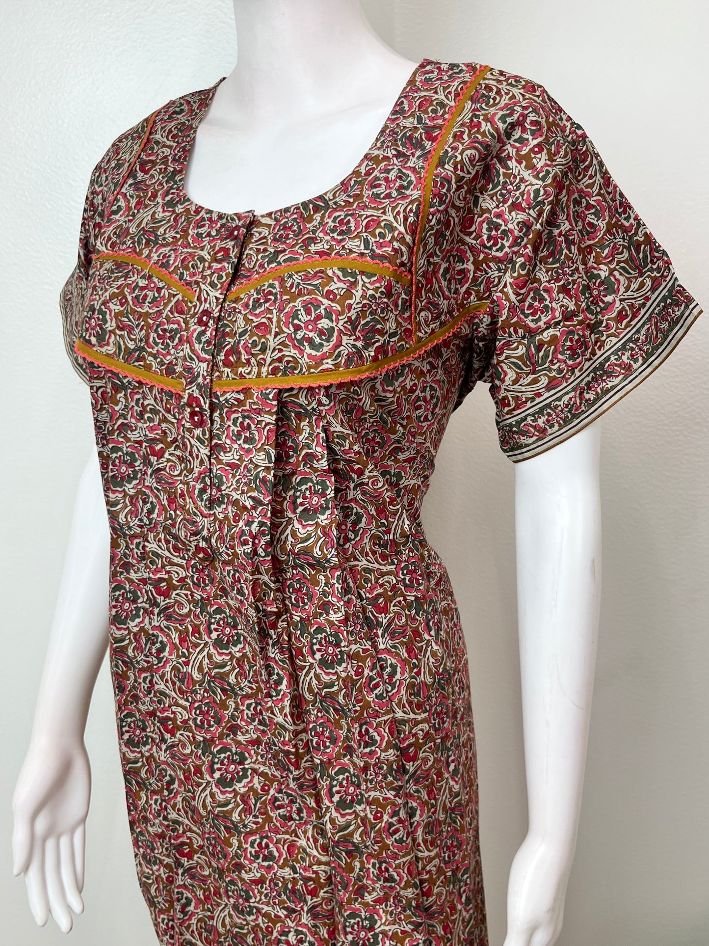 Mustard 100% Cotton Nightgown Soft & Comfortable