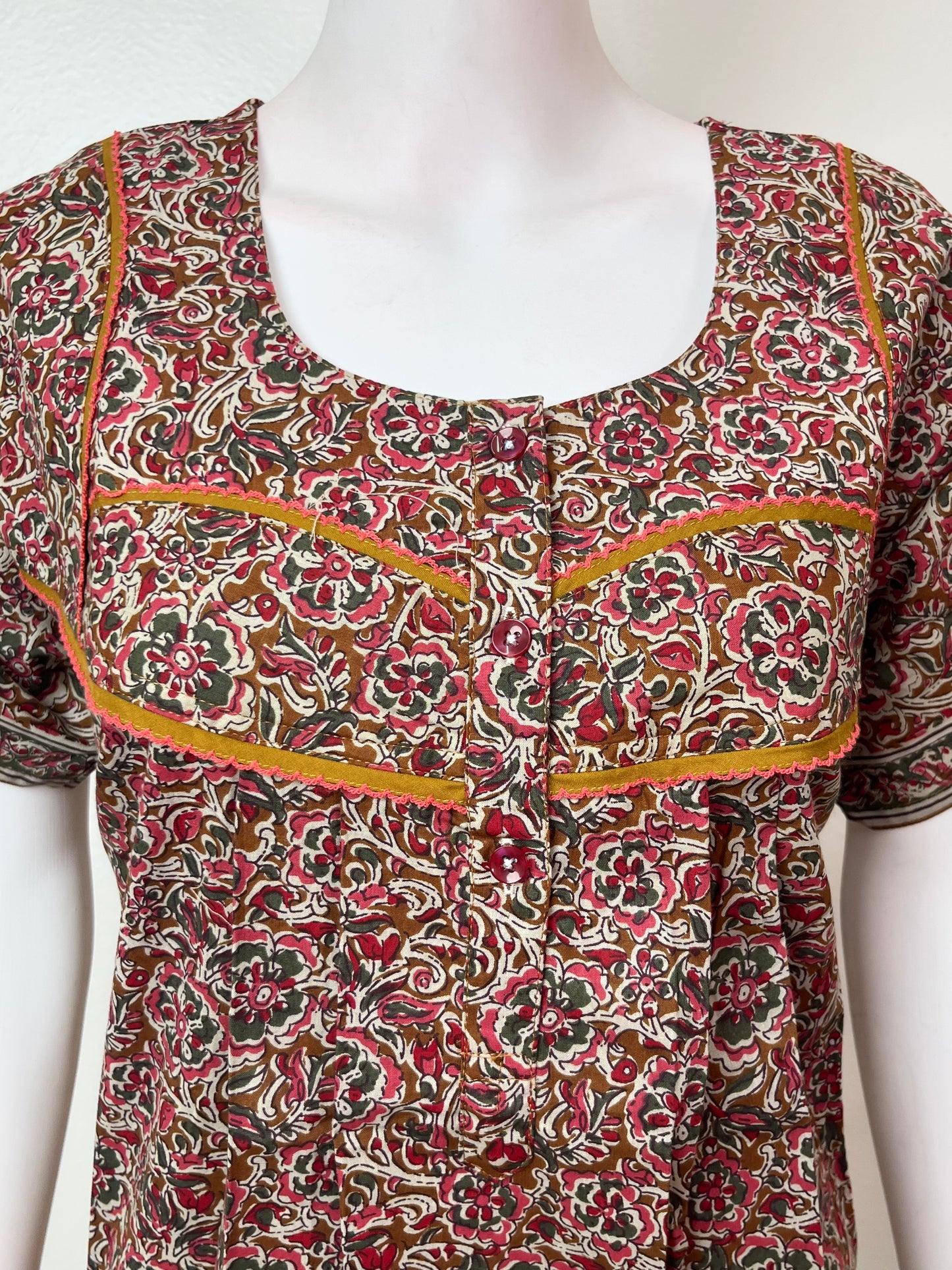 Mustard 100% Cotton Nightgown Soft & Comfortable