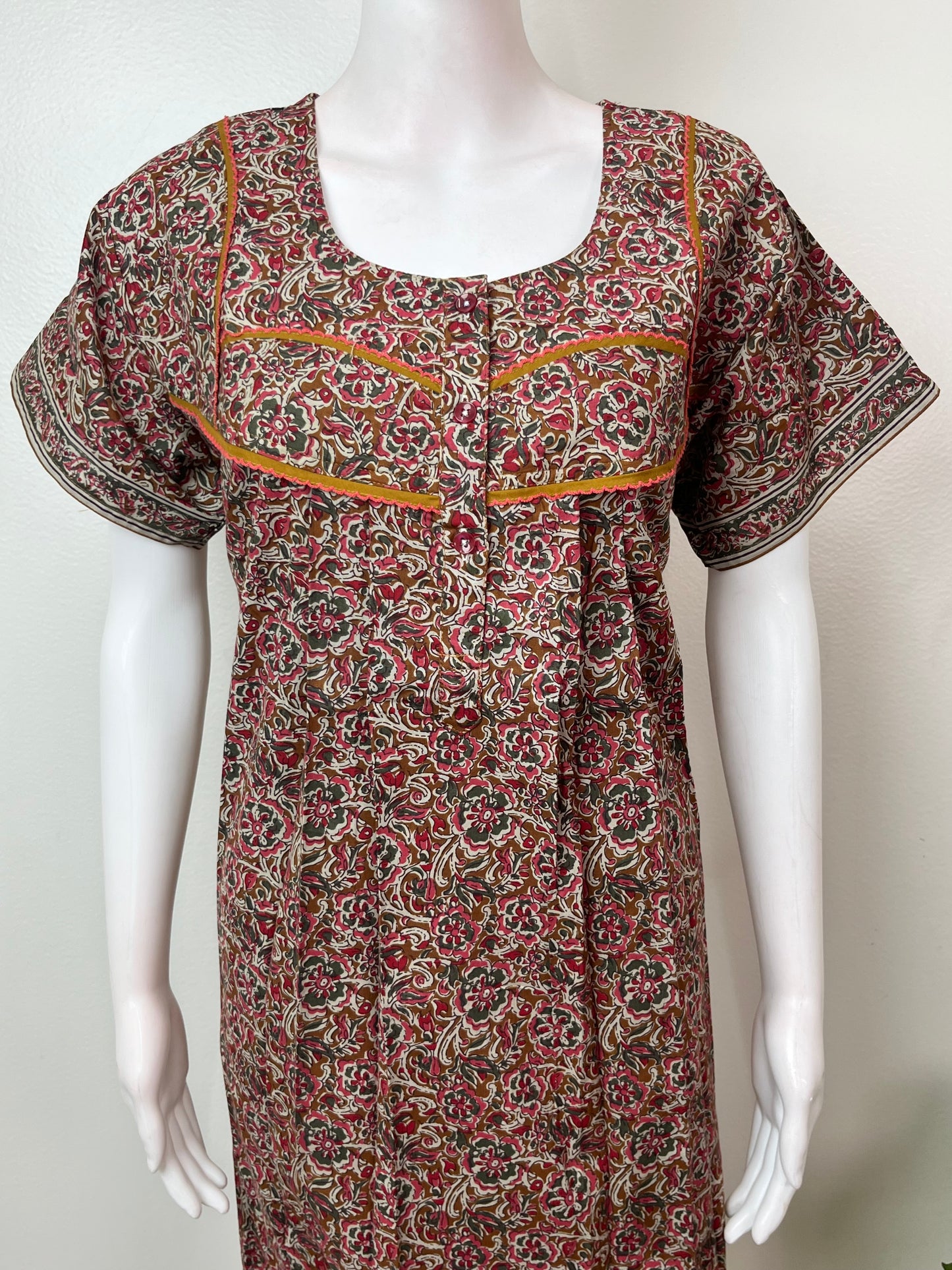 Mustard 100% Cotton Nightgown Soft & Comfortable