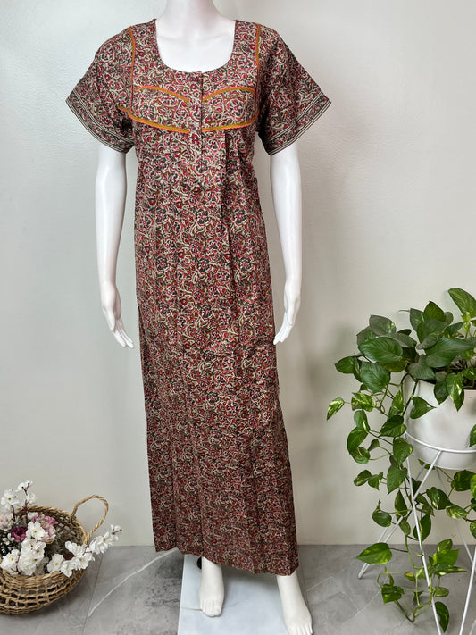 Mustard 100% Cotton Nightgown Soft & Comfortable