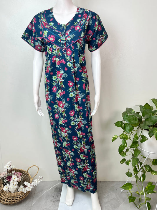 Royal Blue 100% Cotton Nightgown